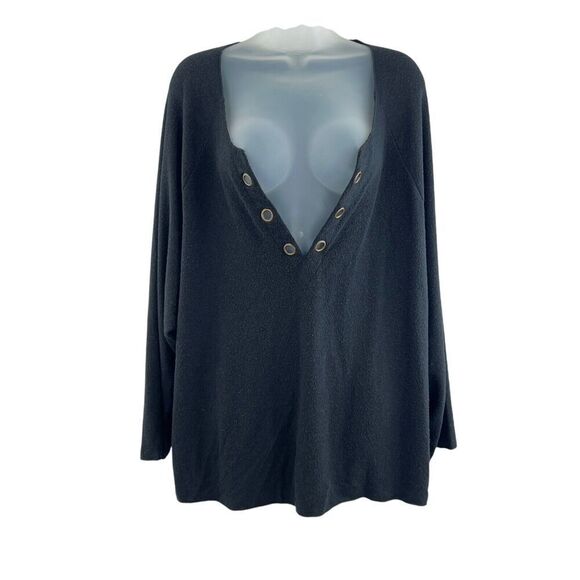 Beach Bunny Swimwear Blouse Cover Up Women's Size Large Black Rivet Long Sleeve - Picture 6 of 11